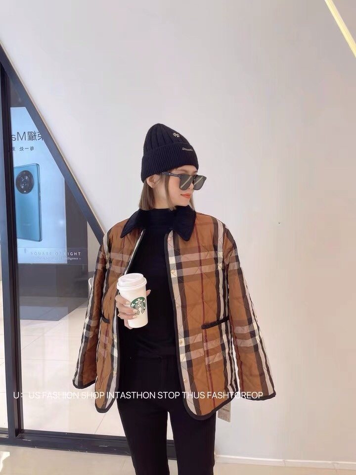 Burberry Brown Check Quilted Jacket