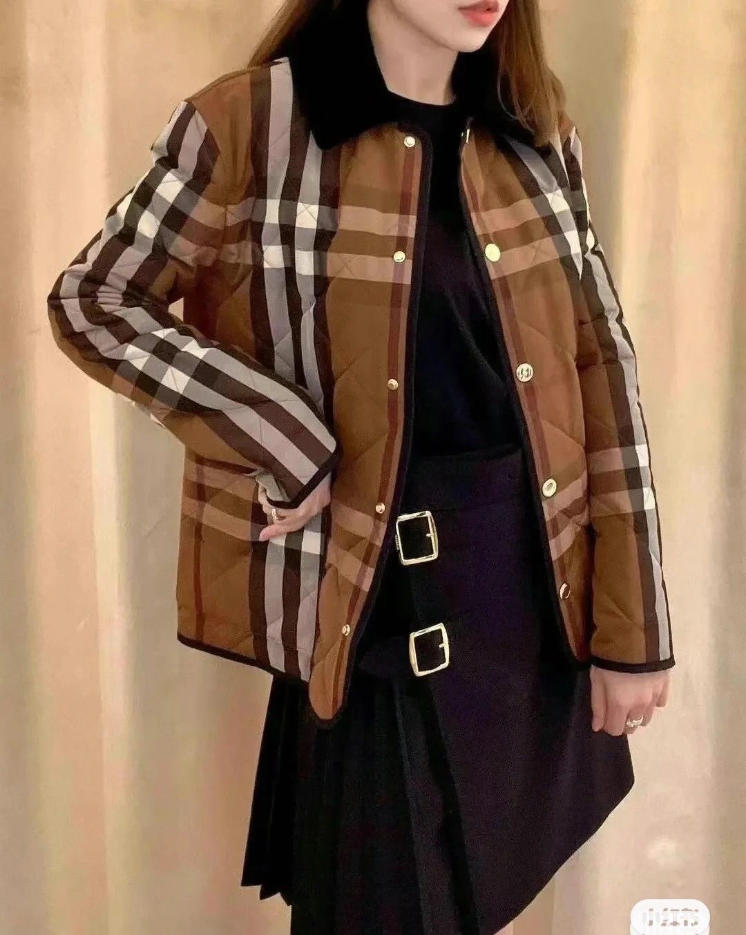 Burberry Brown Check Quilted Jacket