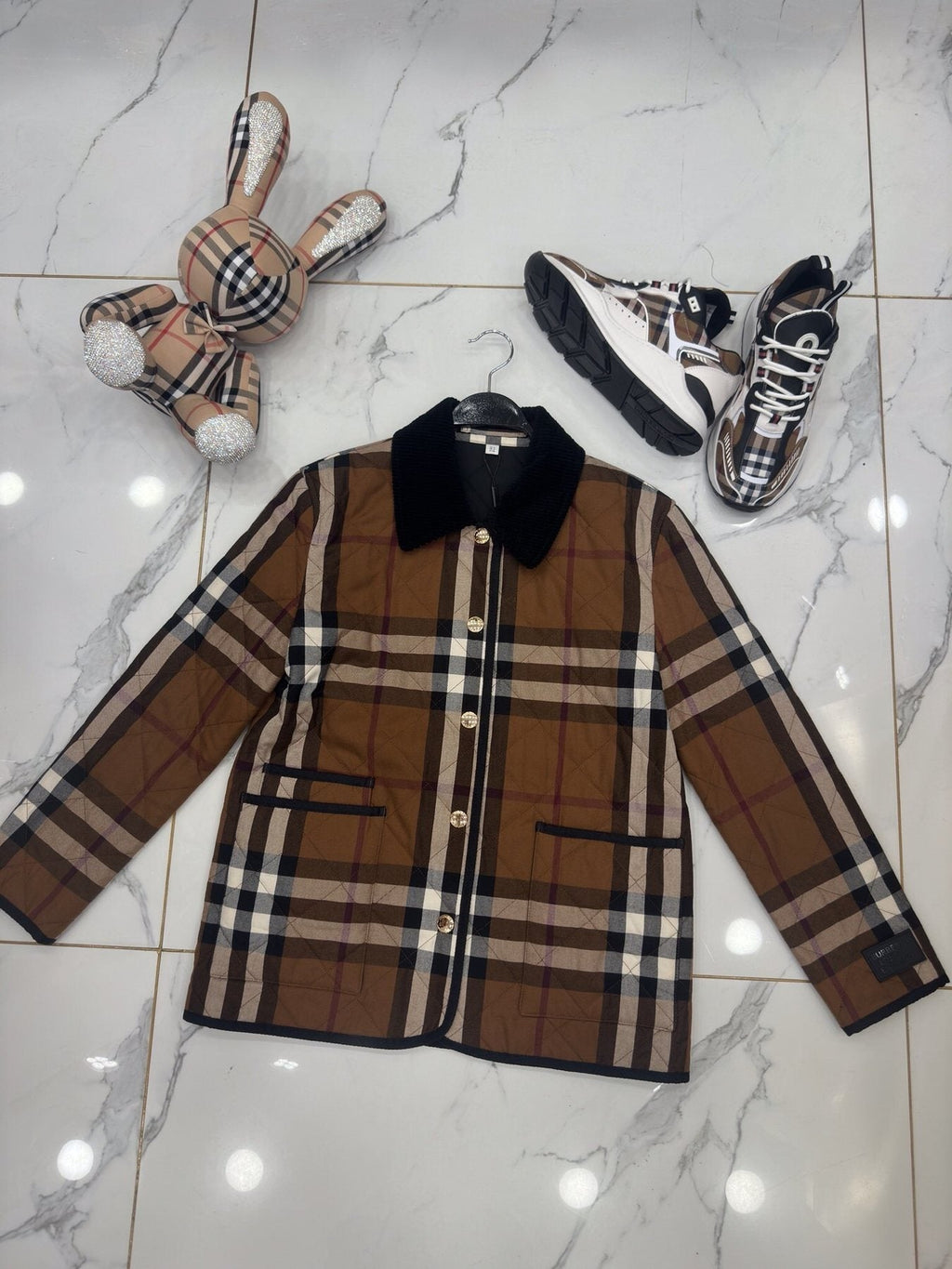 Burberry Brown Check Quilted Jacket