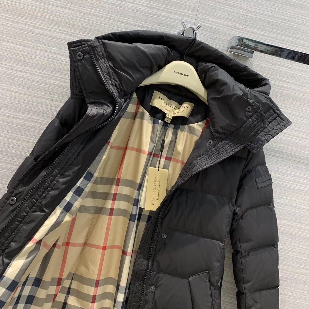 Burberry Belted Hooded Long Down Jacket