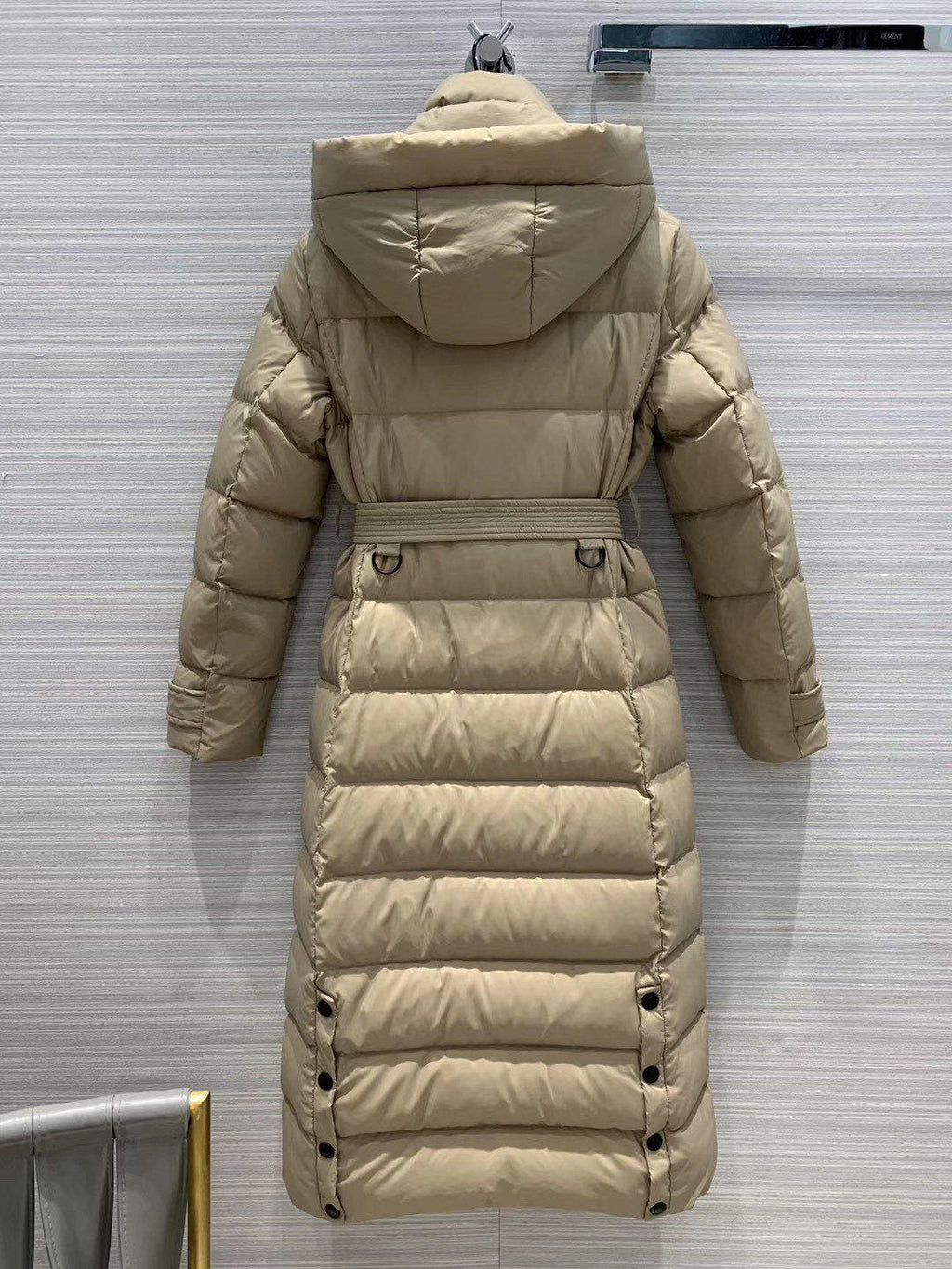 Burberry Belted Hooded Long Down Jacket