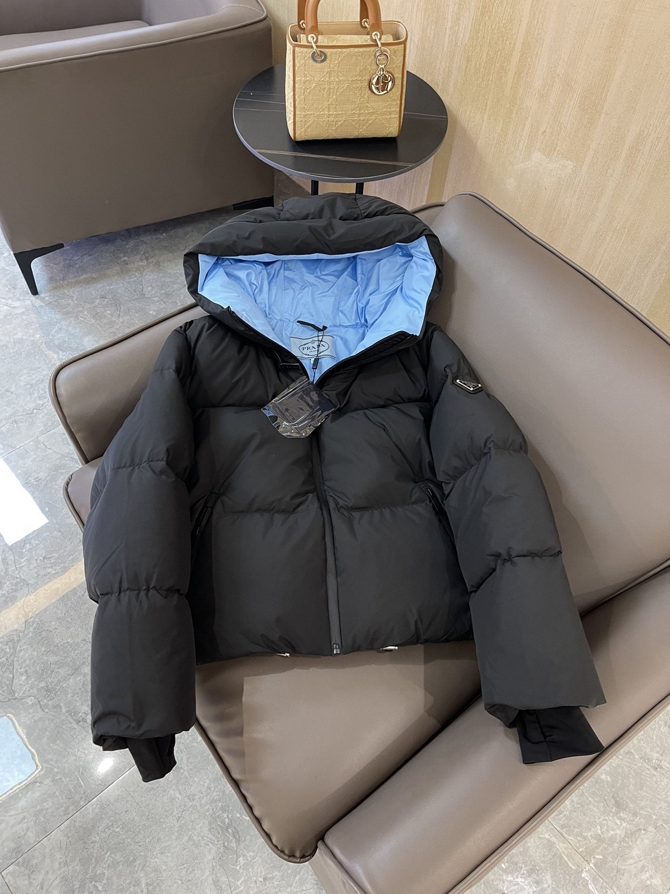 Prada Hooded Short Down Jacket