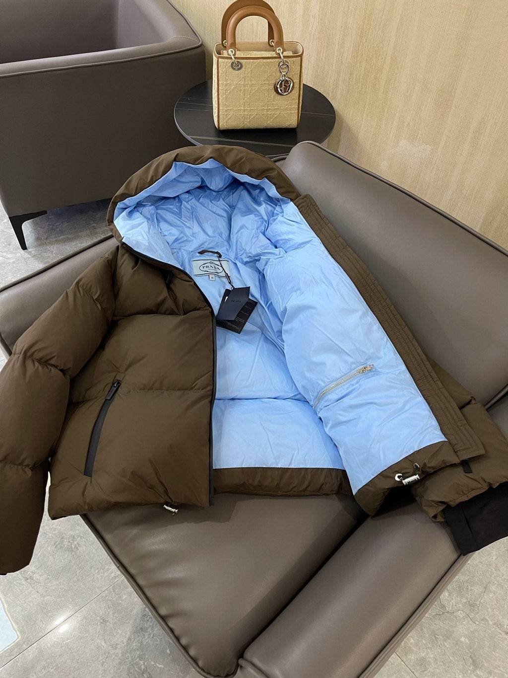 Prada Hooded Short Down Jacket