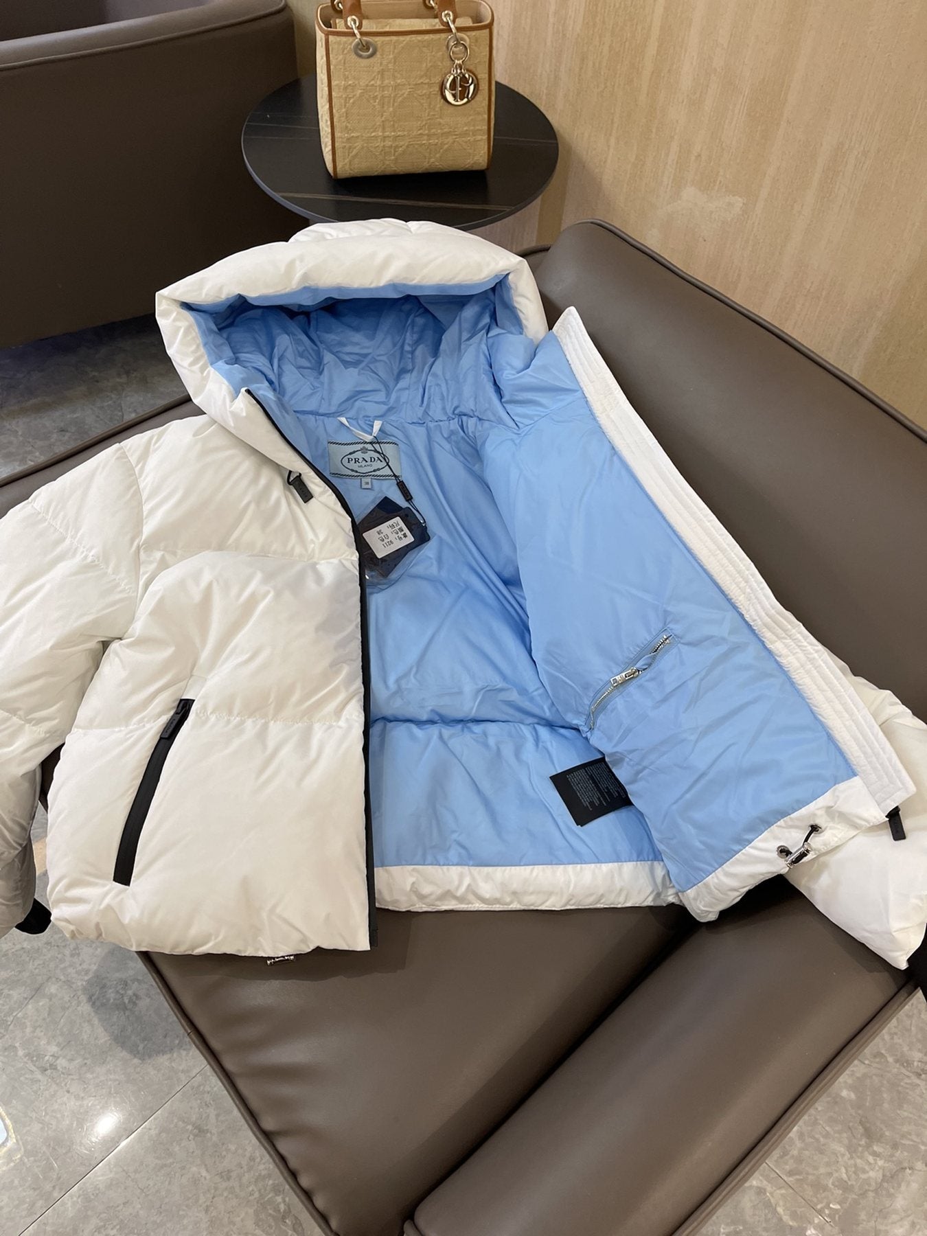 Prada Hooded Short Down Jacket