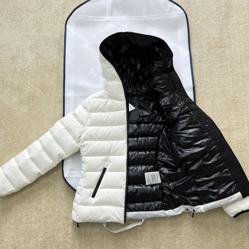Moncler Hooded Letter Graphic Puffer Coat