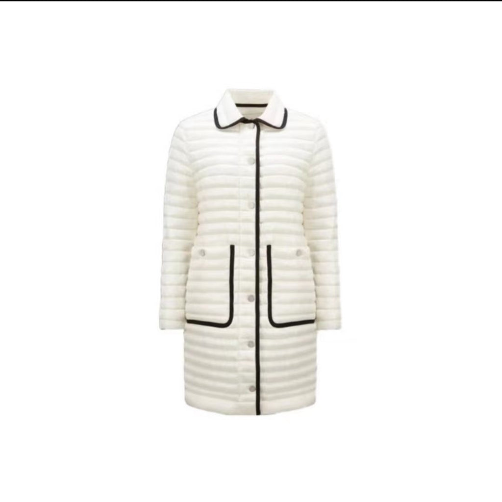 Moncler Women's Long Quilted Button-Front Down Coat