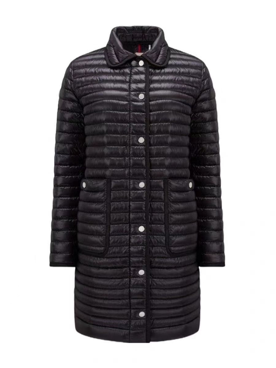 Moncler Women's Long Quilted Button-Front Down Coat