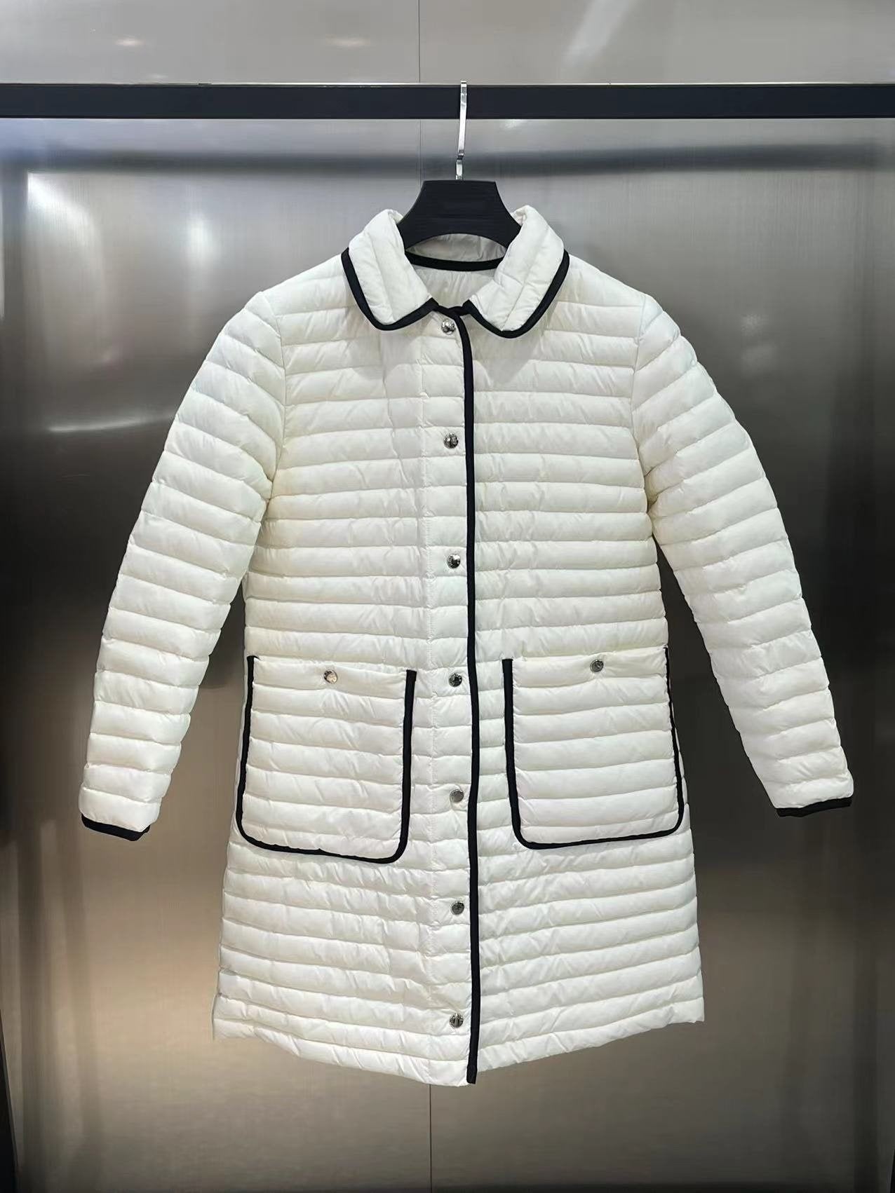 Moncler Women's Long Quilted Button-Front Down Coat