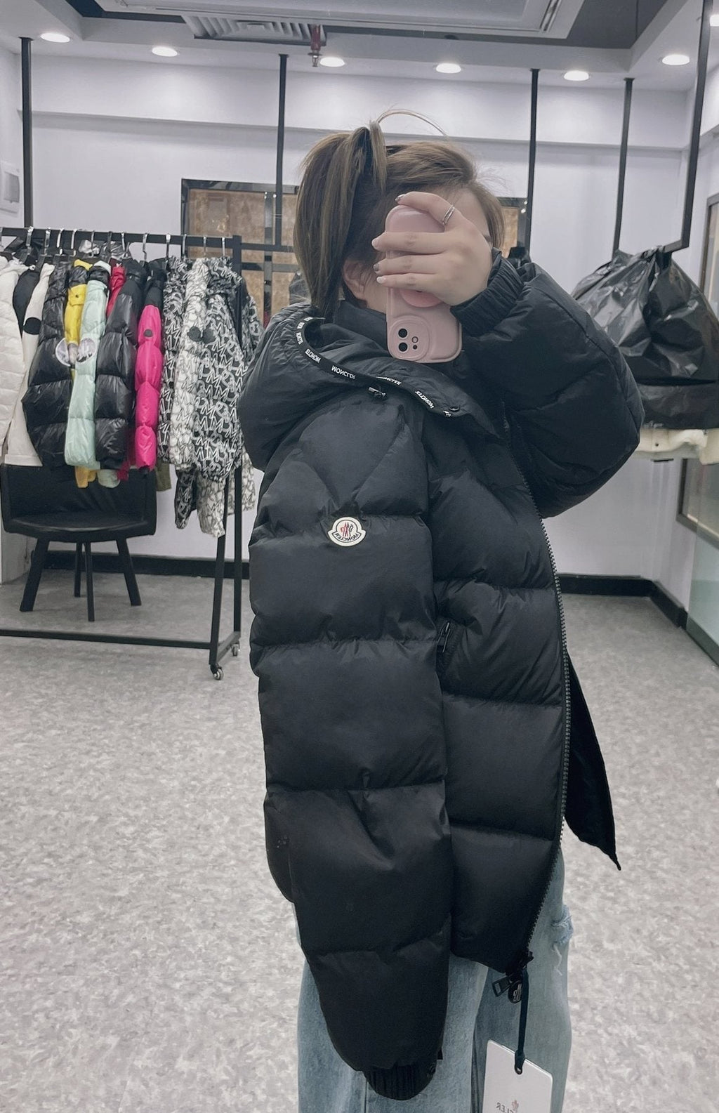 Moncler Black Detachable Hood Quilted Short Down Coat