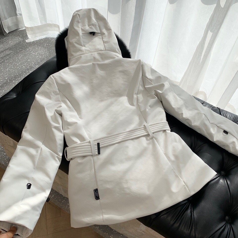 Moncler Women's Fur-Trim Hood Belted Puffer Coat