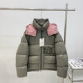 Moncler Contrast-Yoke Hooded Puffer Coat