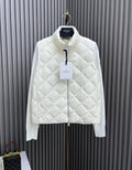 Moncler Diamond-Quilted Knit Sleeve Down Coat