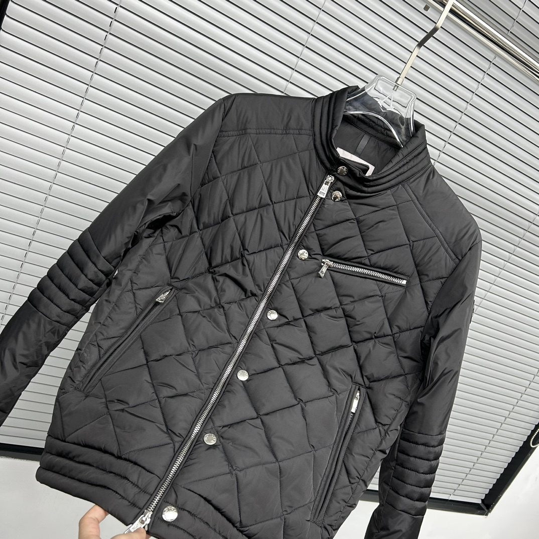 Moncler Diamond-Quilted Zip Coat