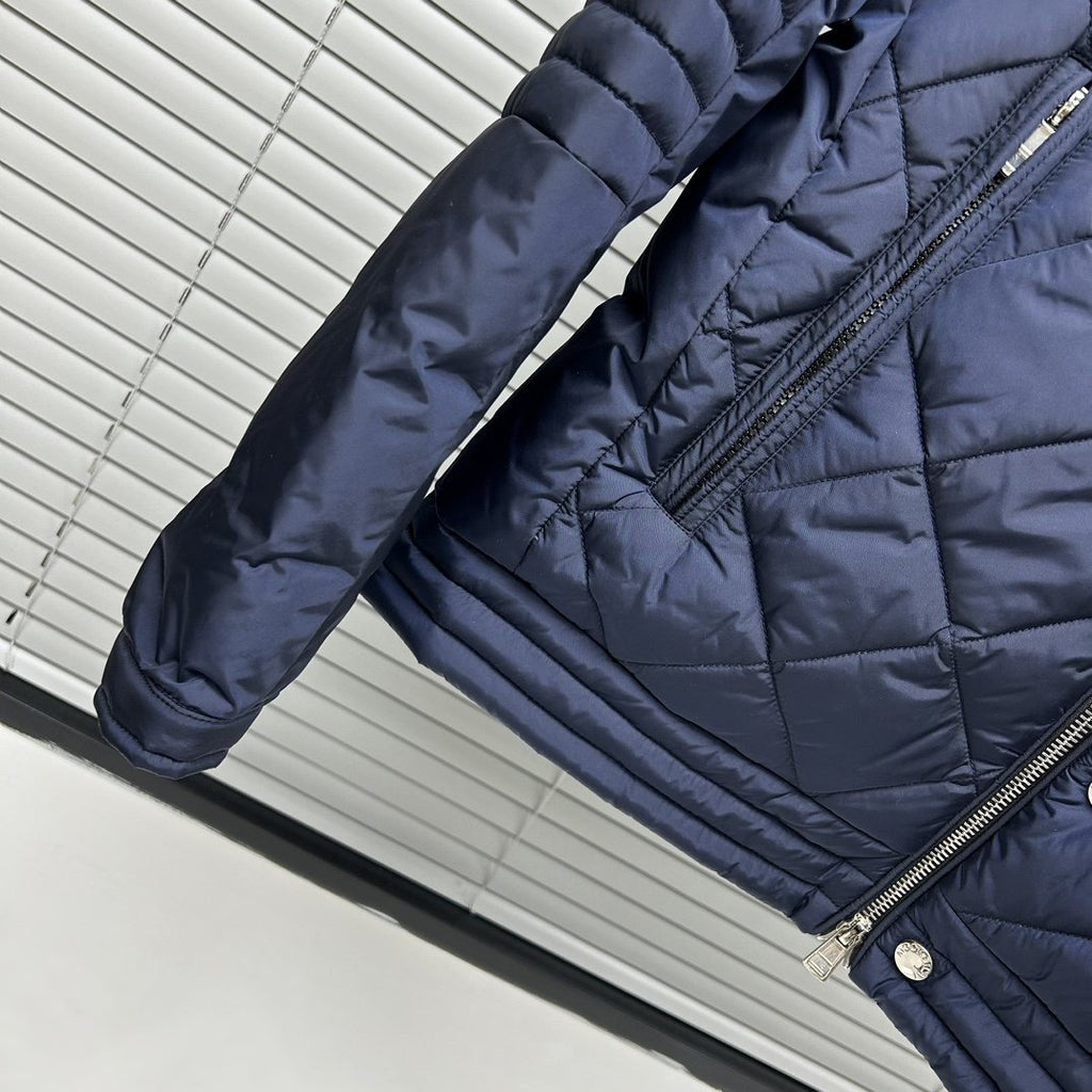 Moncler Diamond-Quilted Zip Coat