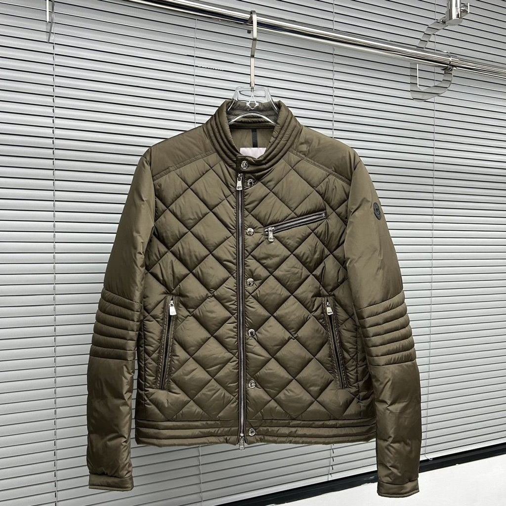Moncler Diamond-Quilted Zip Coat
