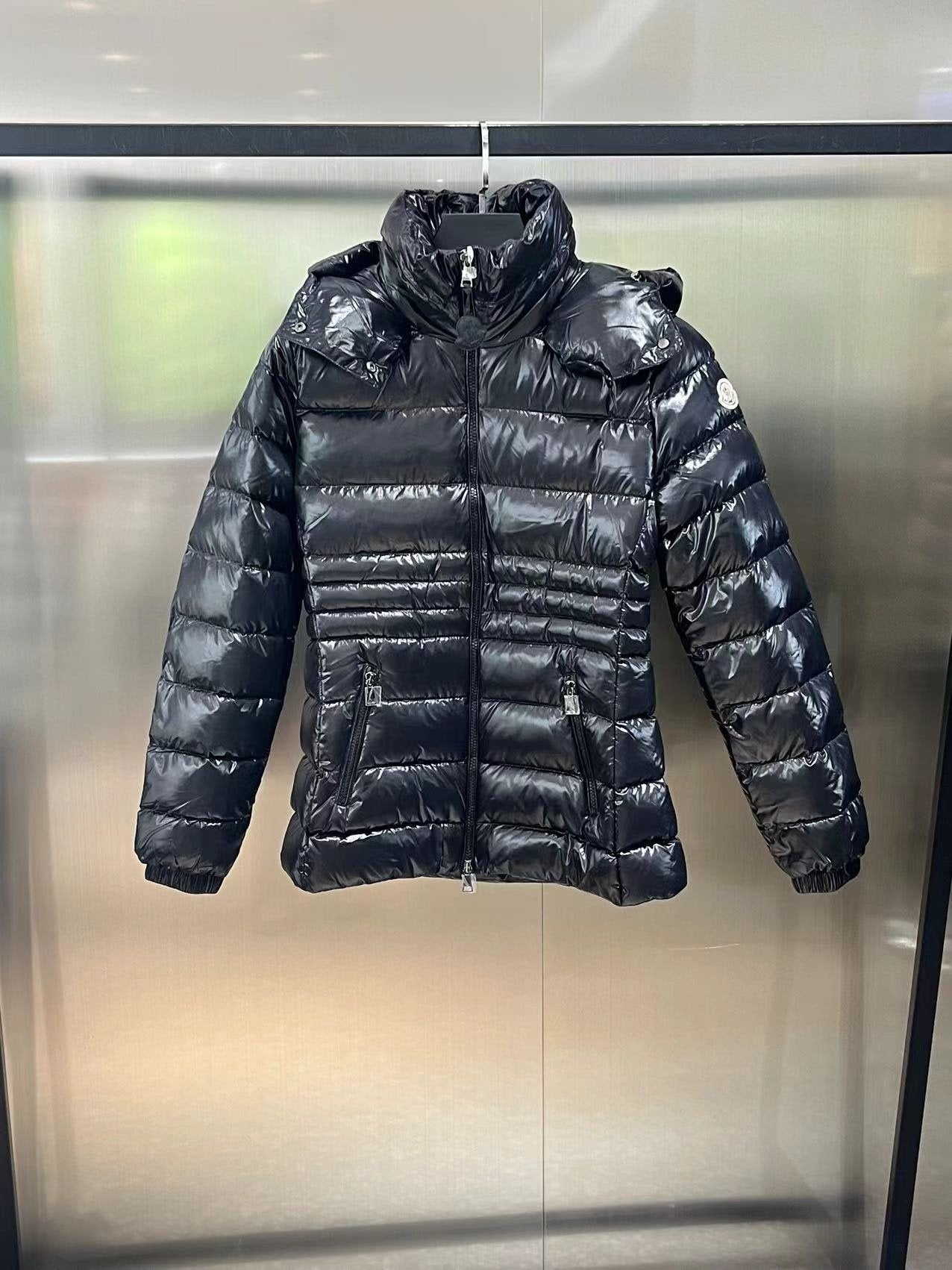 Moncler Women's Glossy Quilted Detachable Hood Puffer Coat