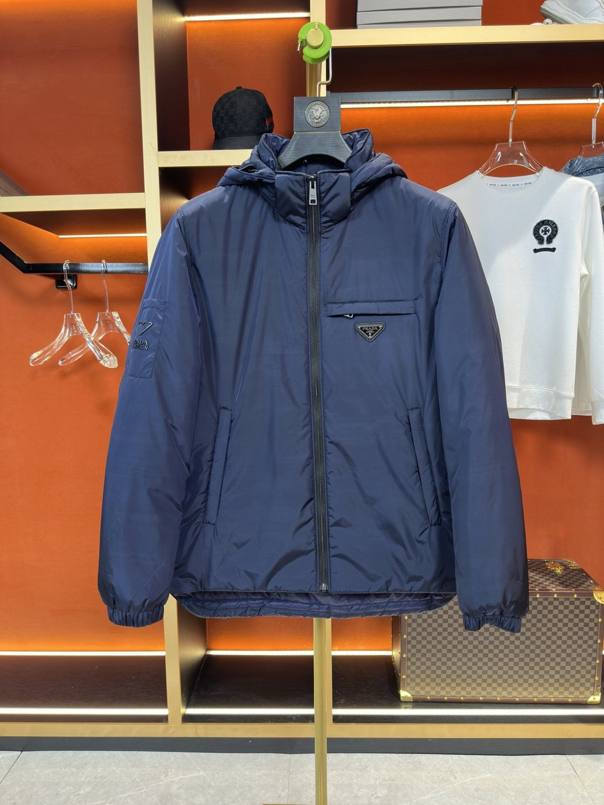 Prada Reversible Hooded Short Down Jacket