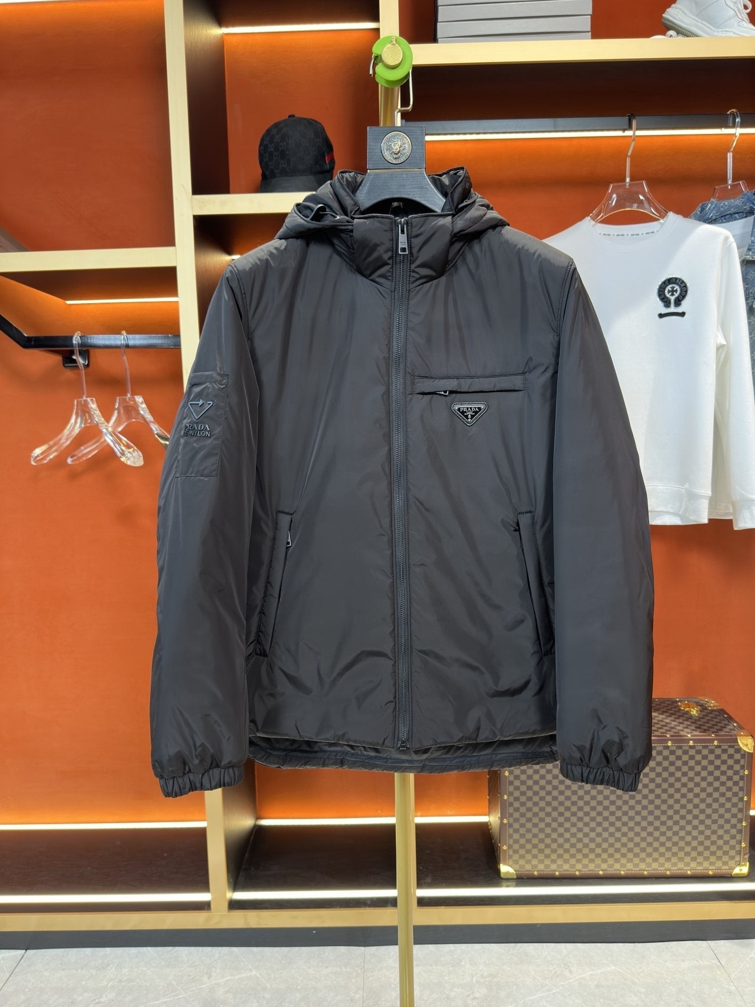 Prada Reversible Hooded Short Down Jacket