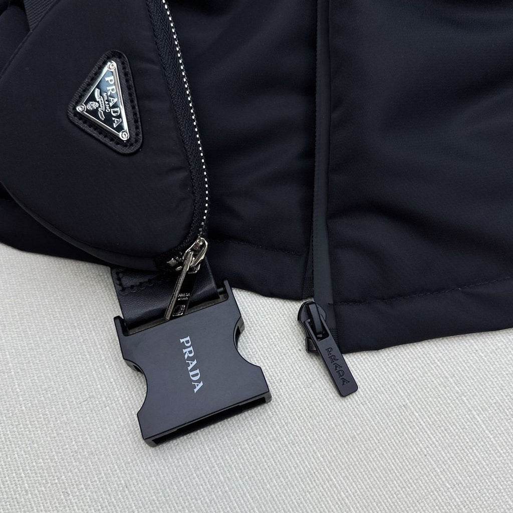 Prada Belted Hooded Short Down Jacket