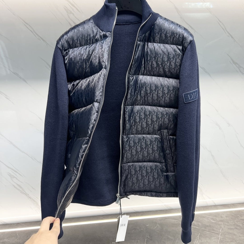 Dior Oblique Sweater Sleeve Down Jacket