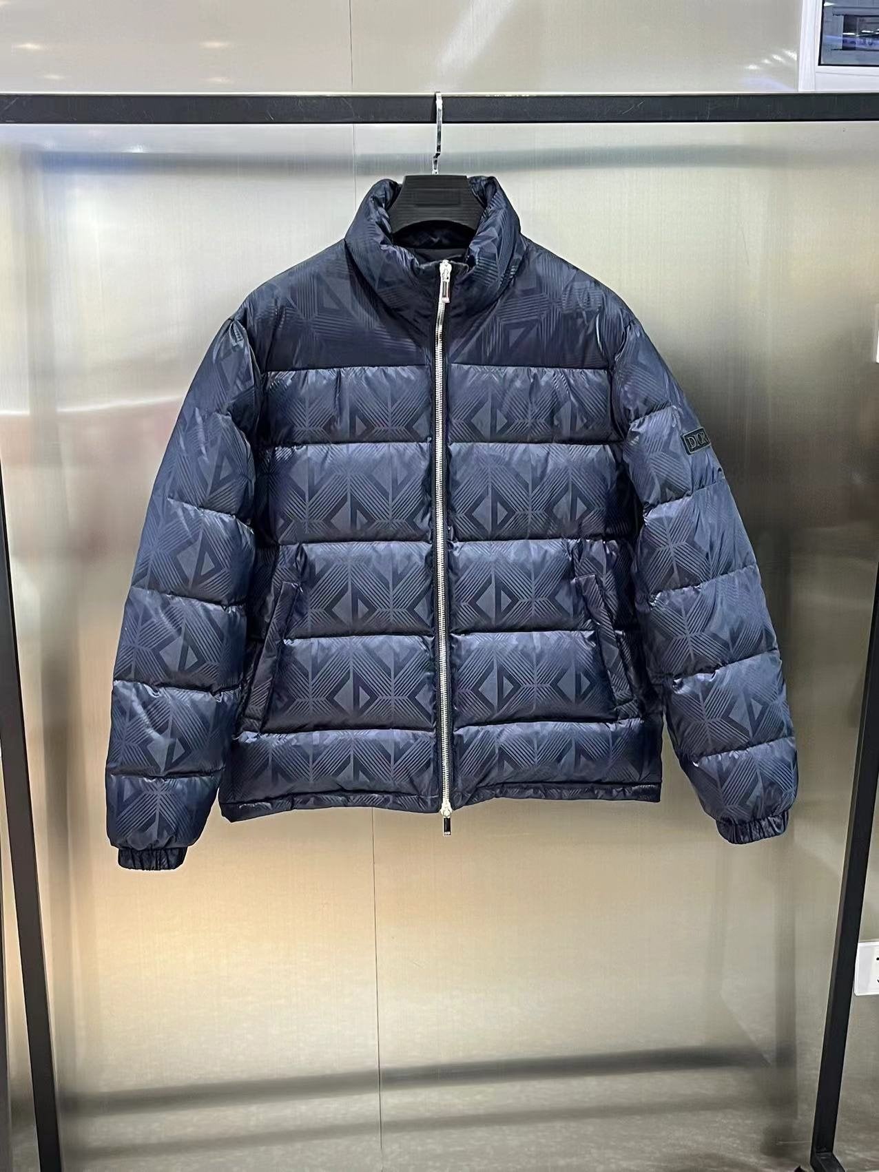 Dior Geometric-Pattern Short Down Jacket