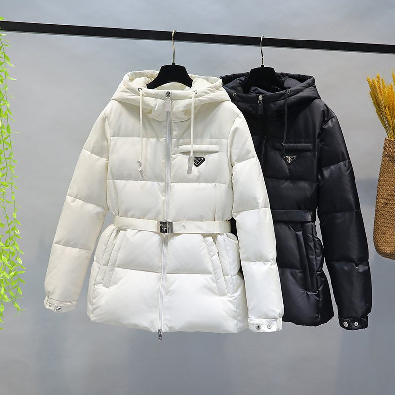 Prada Belted Hooded Puffer Jacket