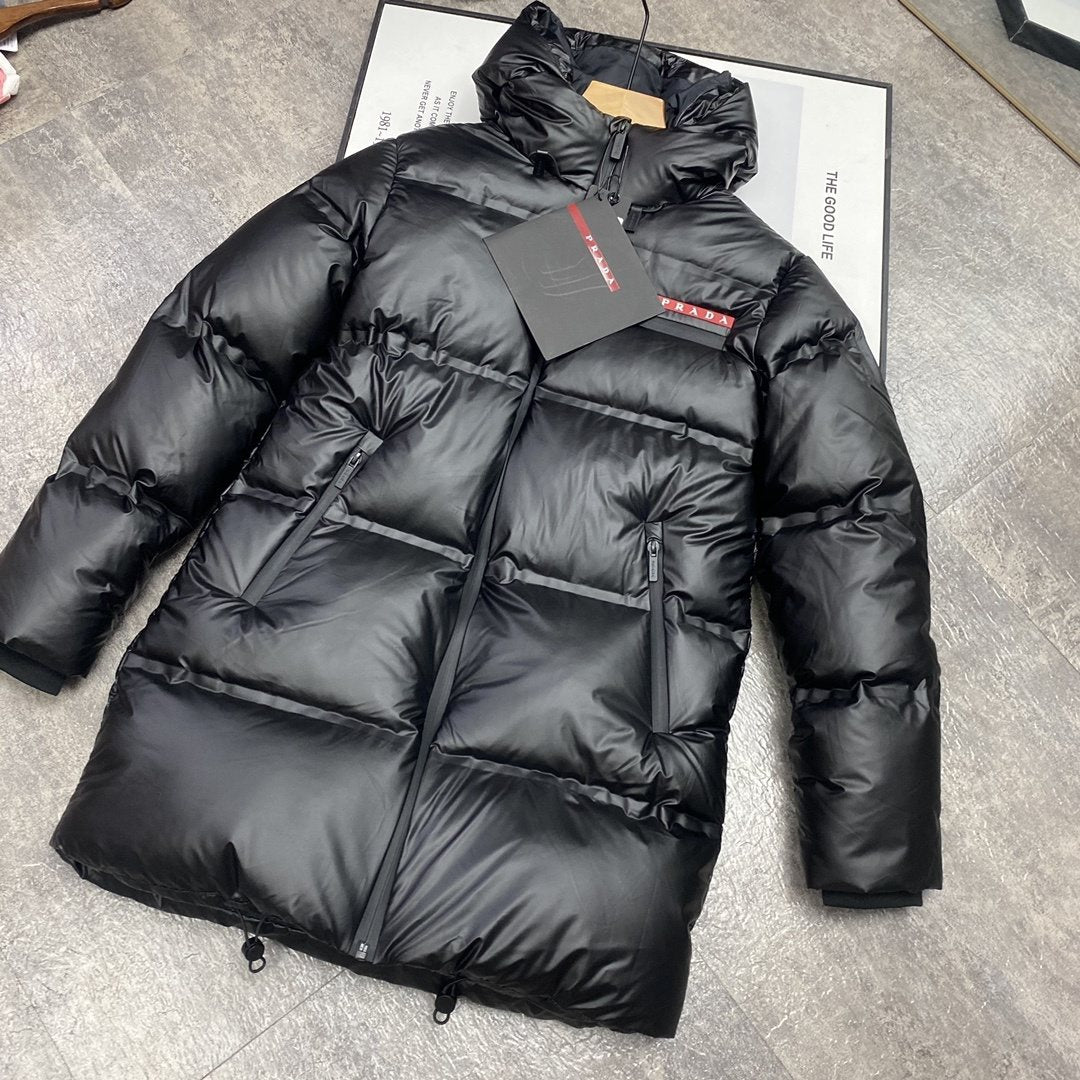 Prada Hooded Long Down Jacket