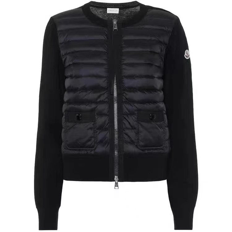 Moncler Women's Quilted Knit-Sleeve Zip-Front Jacket