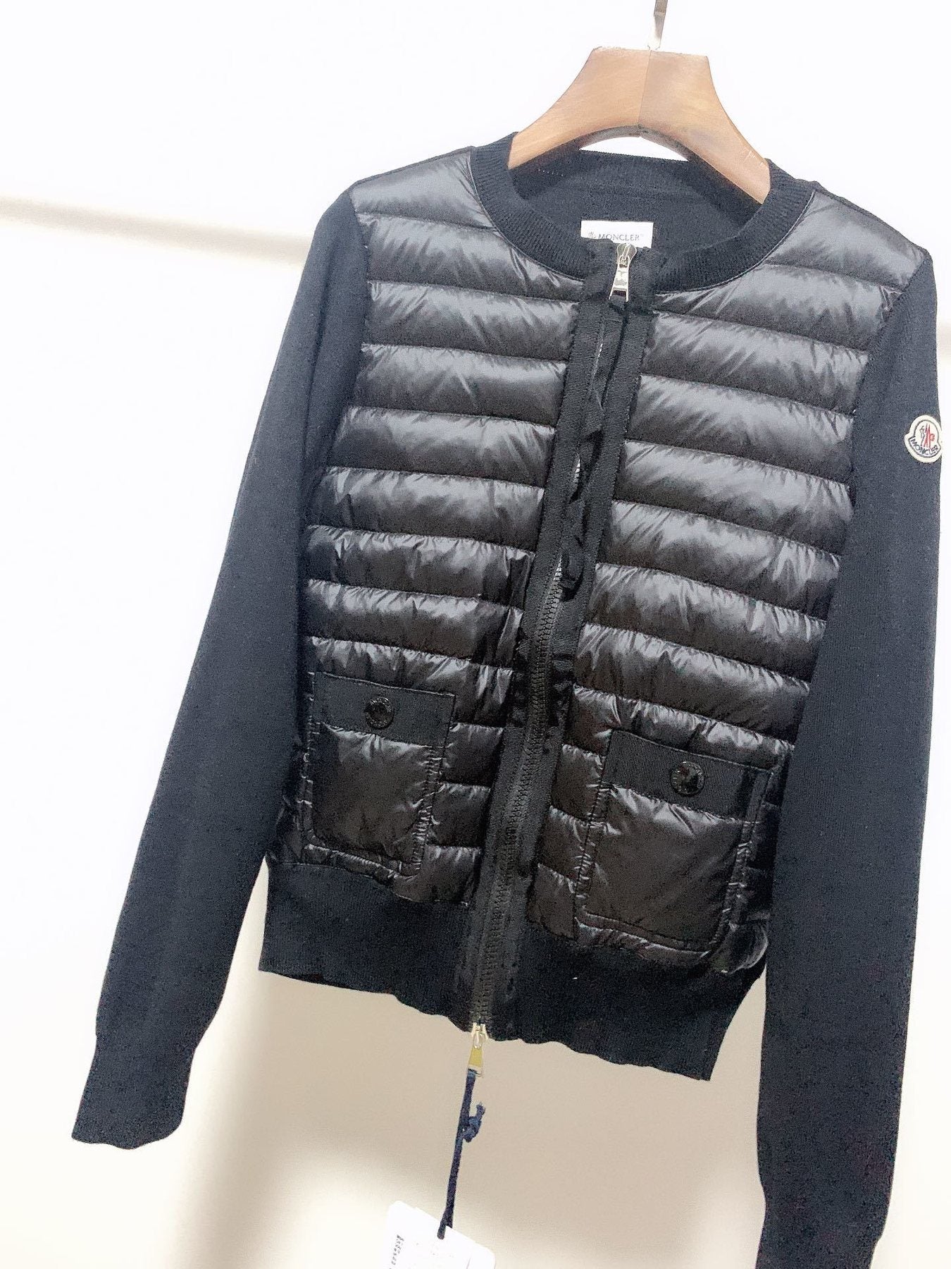 Moncler Women's Quilted Knit-Sleeve Zip-Front Jacket