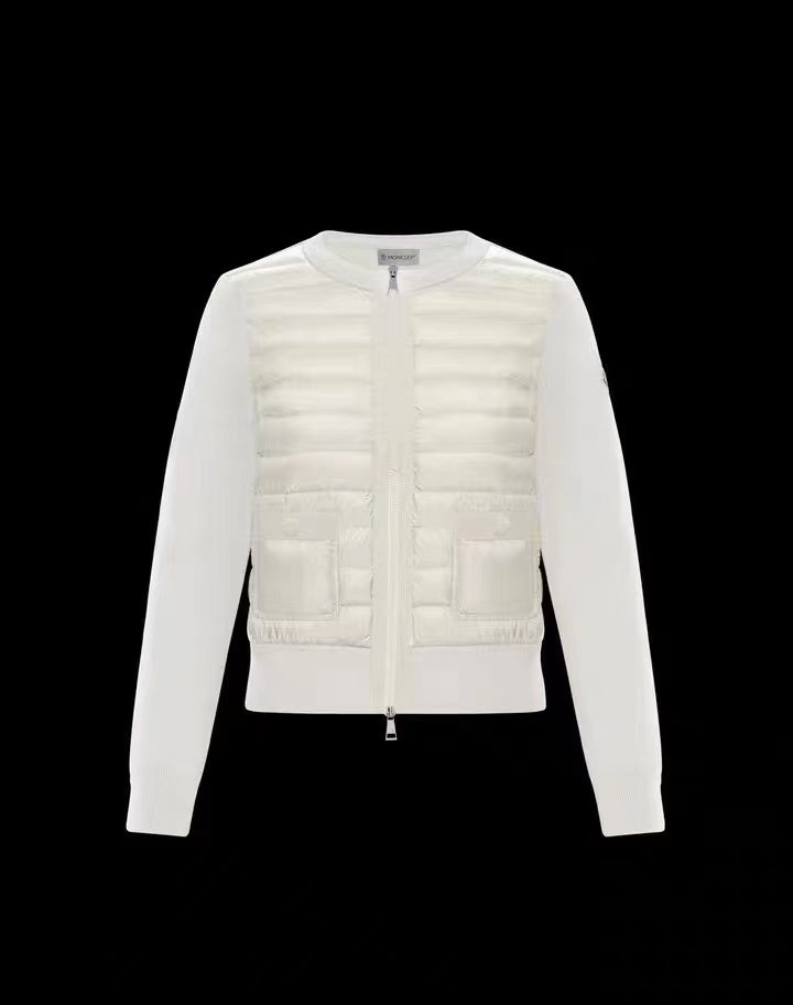 Moncler Women's Quilted Knit-Sleeve Zip-Front Jacket