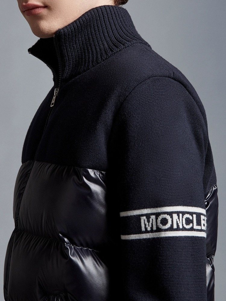 Moncler Knit-Sleeve Down Jacket