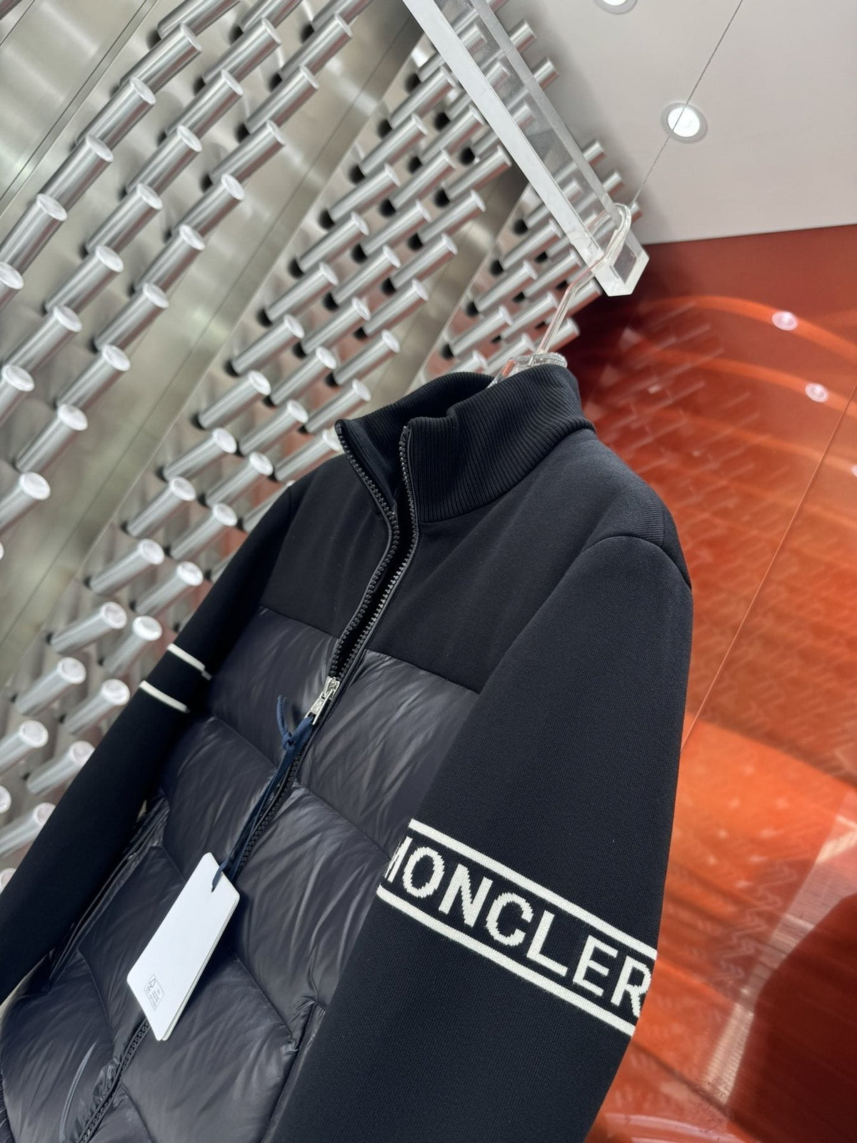 Moncler Knit-Sleeve Down Jacket