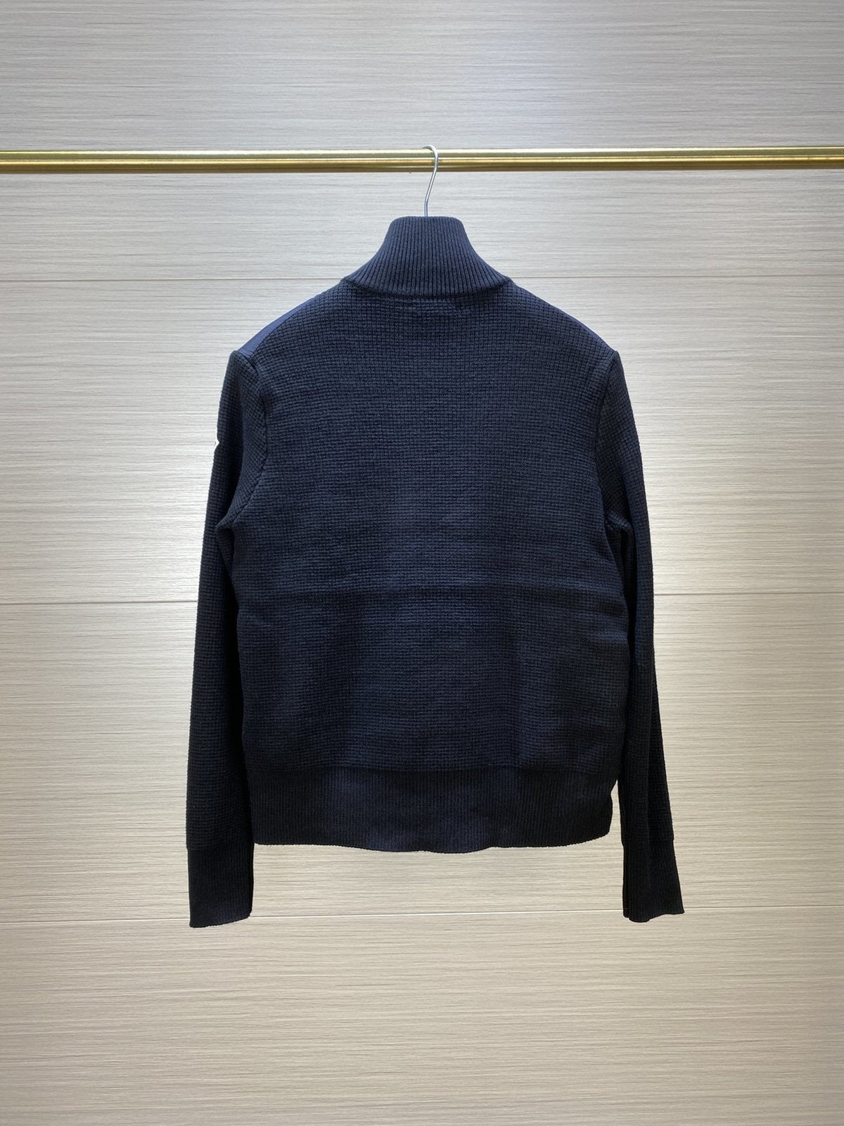 Moncler Quilted Front Knit Sleeve Zip Jacket