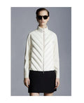 Moncler Knit-Sleeve Chevron Quilted Down Jacket