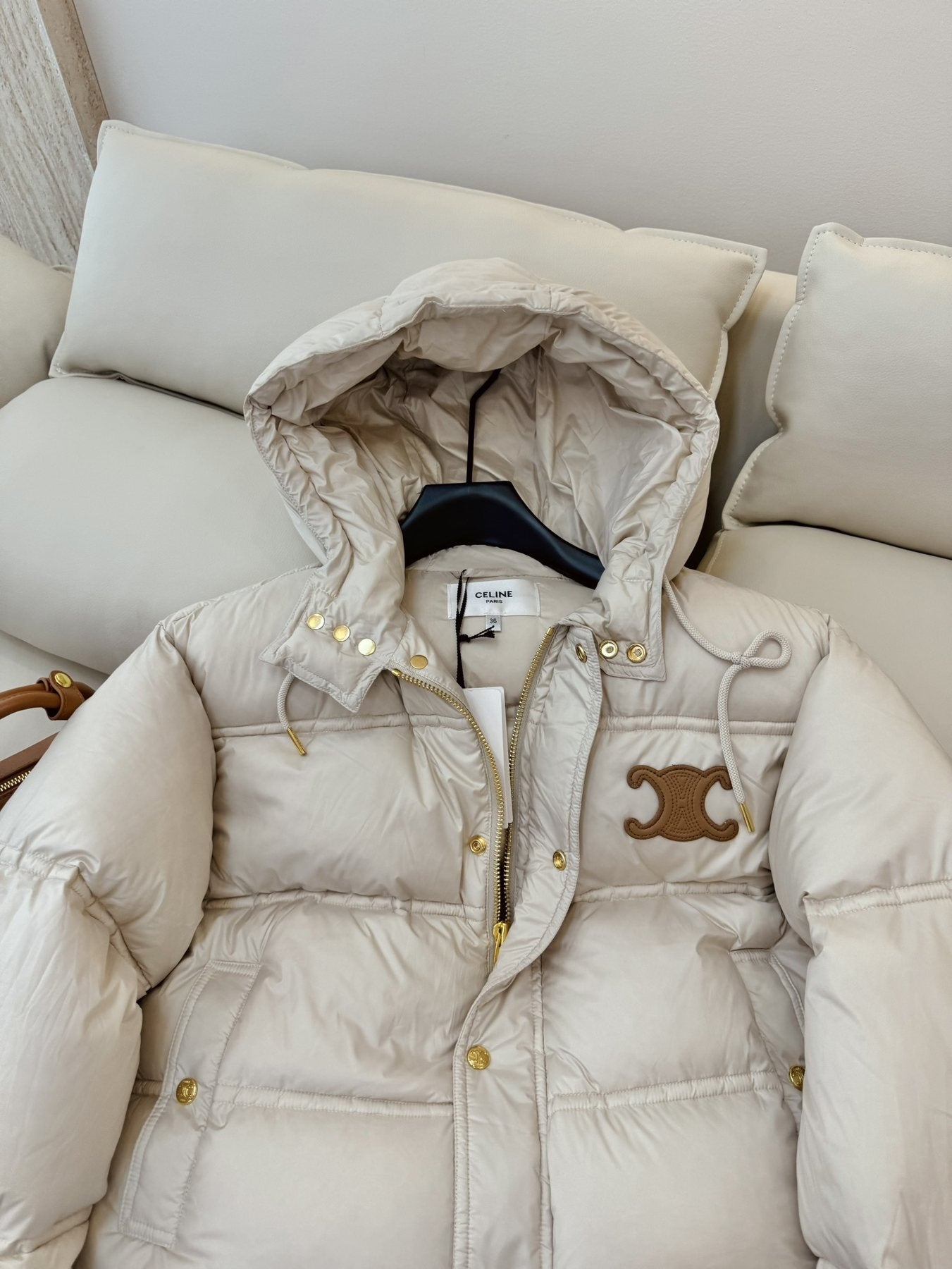 Celine Cropped Hooded Puffer Coat
