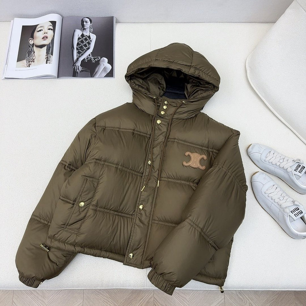 Celine Cropped Hooded Puffer Coat