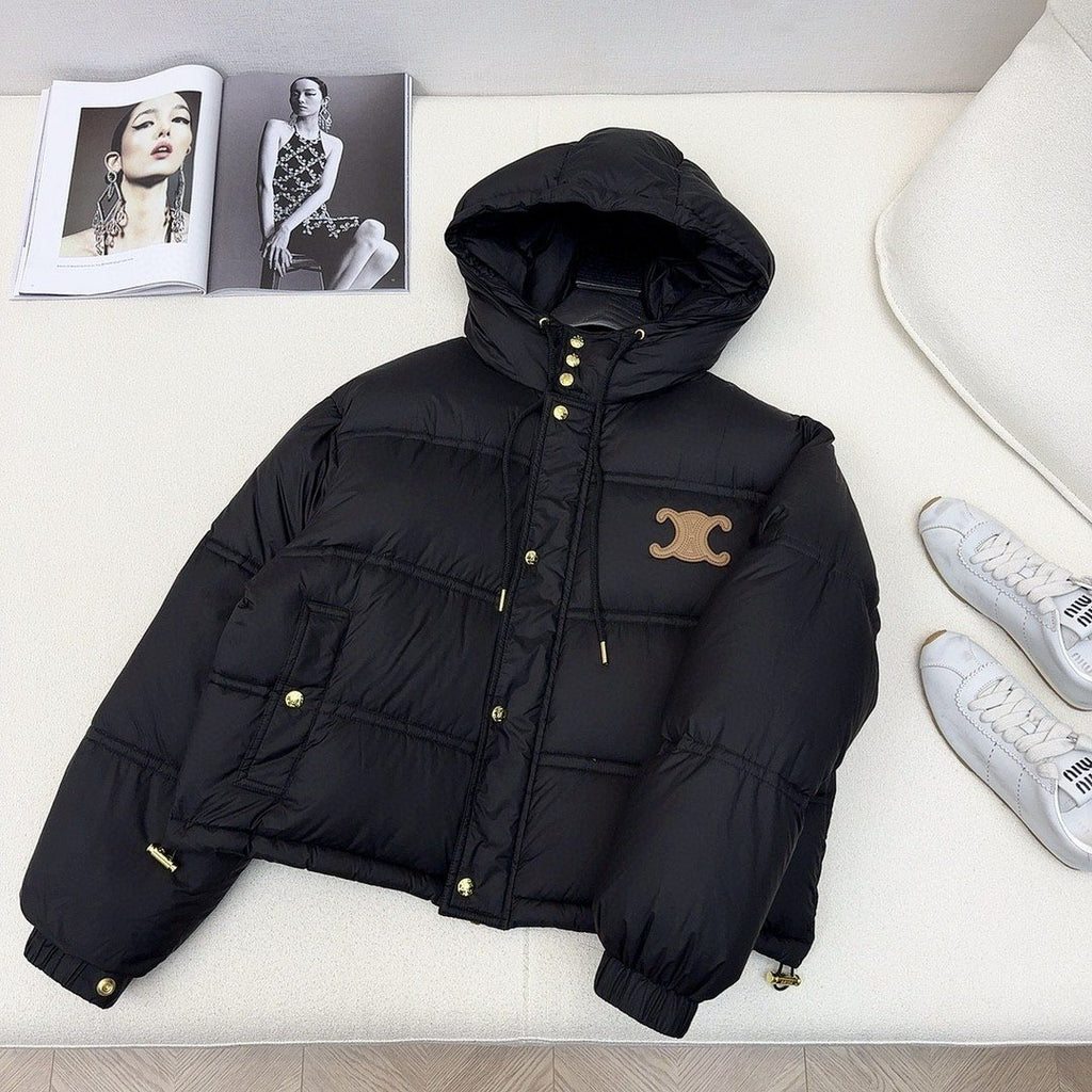 Celine Cropped Hooded Puffer Coat