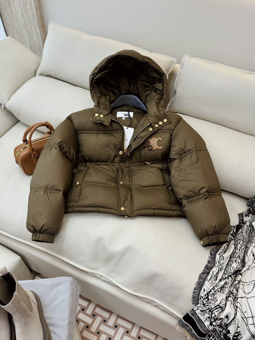 Celine Cropped Hooded Puffer Coat