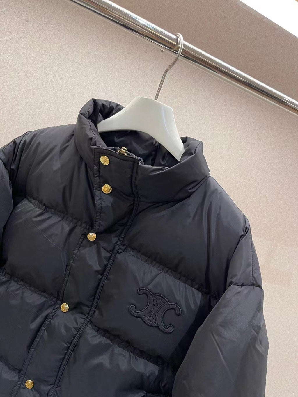 Celine Black Cropped Quilted Puffer Coat