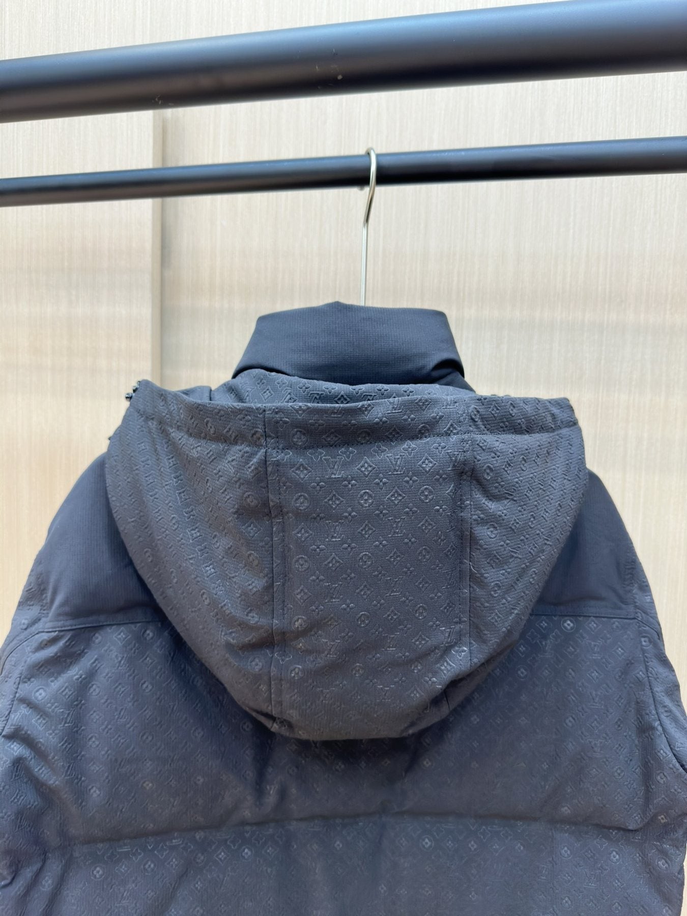 LV Tonal Pattern Hooded Puffer Coat