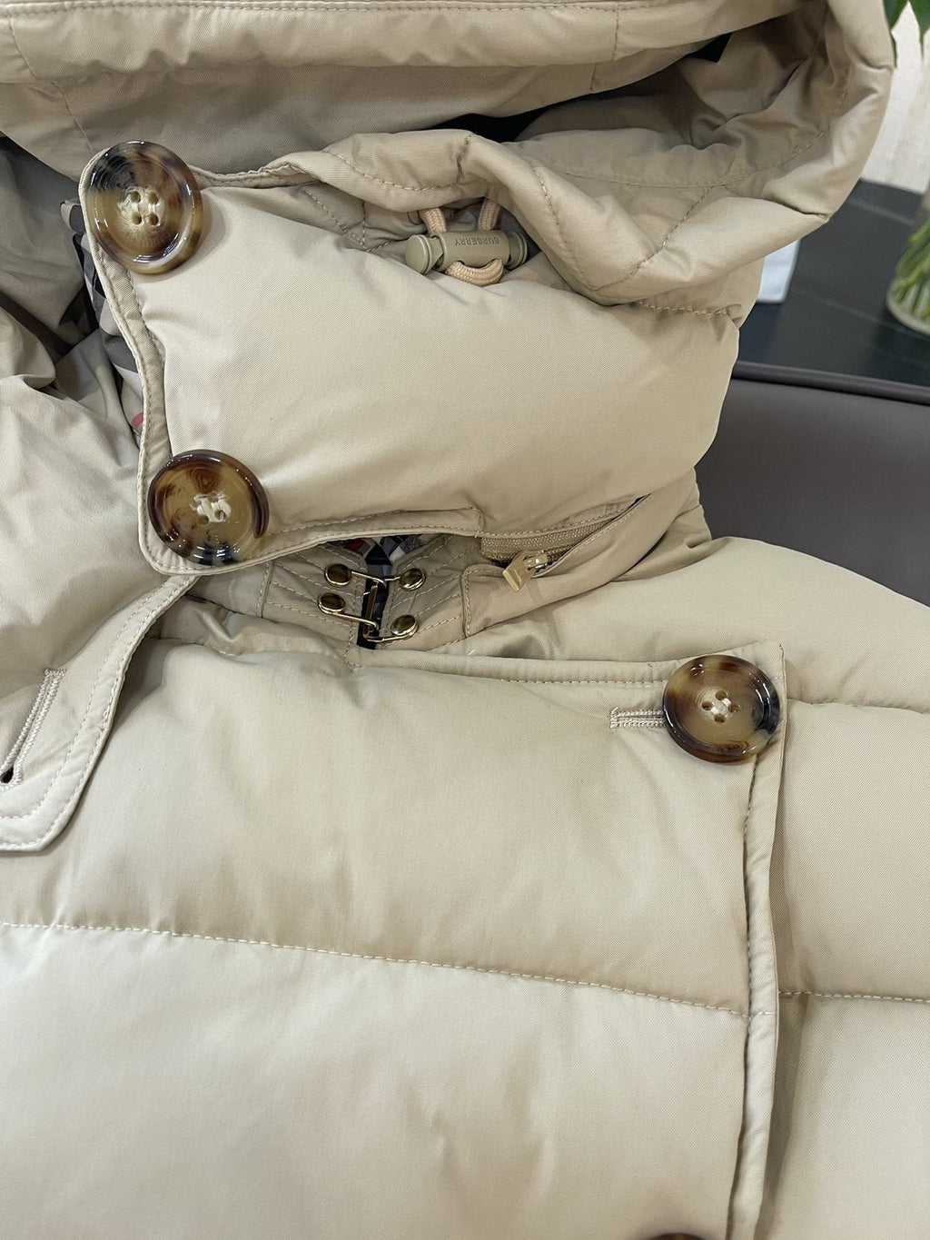 Burberry Belted Double-Breasted Long Down Jacket