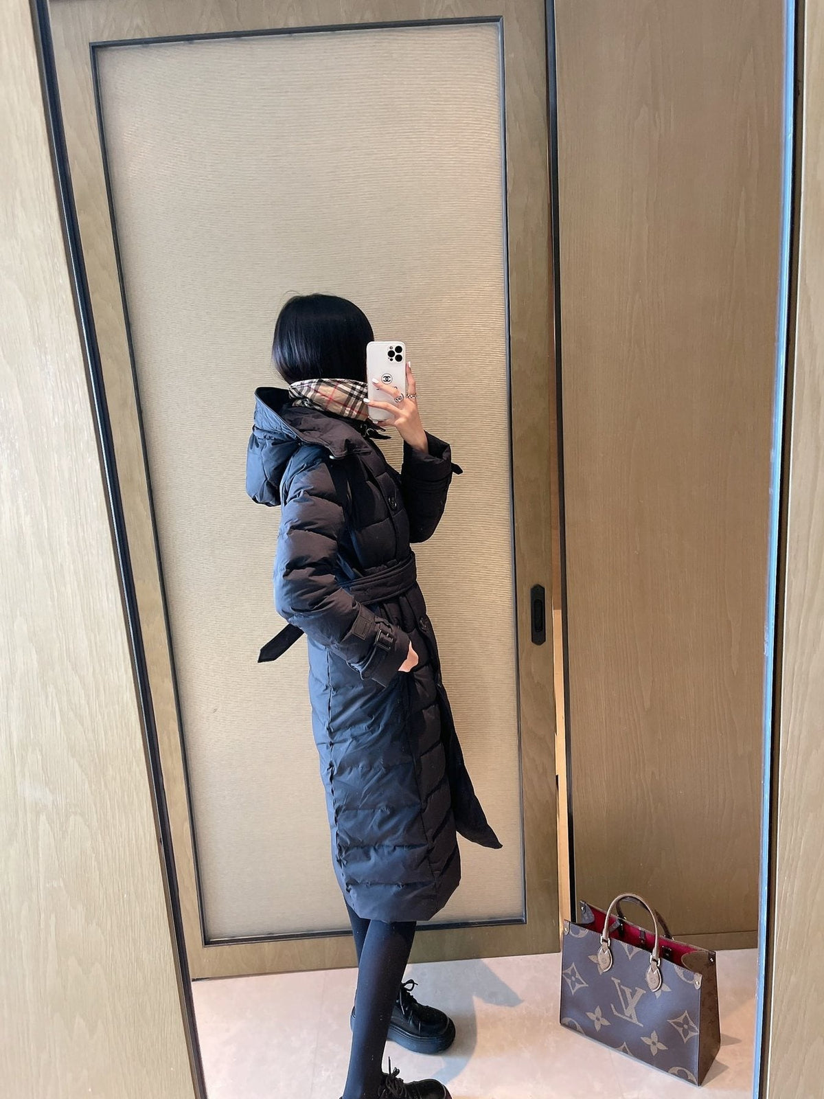 Burberry Belted Double-Breasted Long Down Jacket