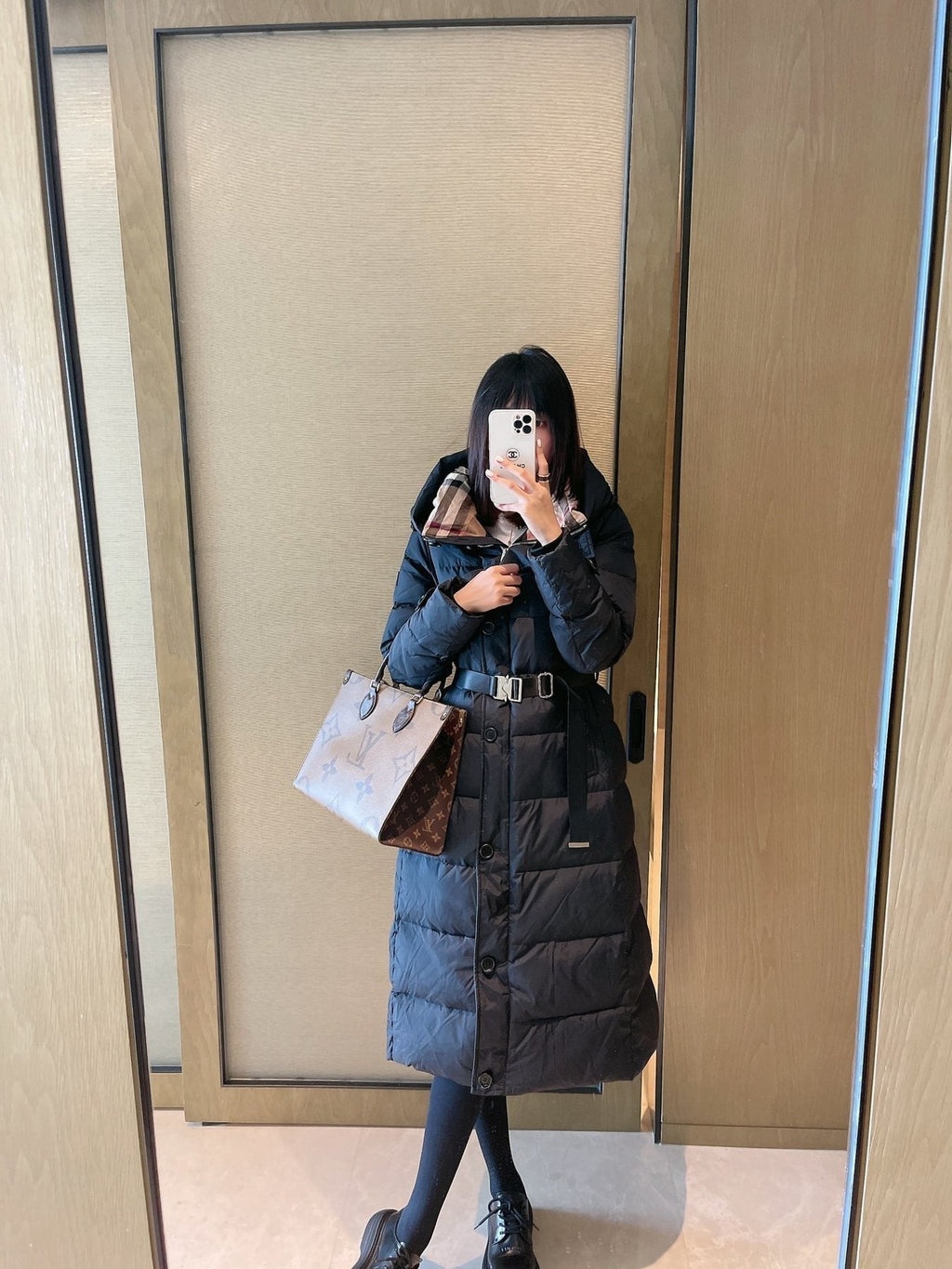 Burberry Belted Hooded Long Puffer Jacket
