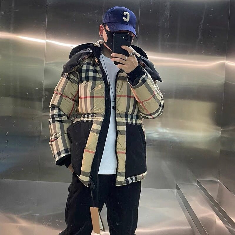 Burberry Reversible Beige Check Hooded Puffer Jacket