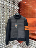 Zegna Striped-Sleeve Hybrid Puffer Coat