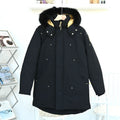 Moose Knuckles Men's Black Fur-Trim Hood Long Parka