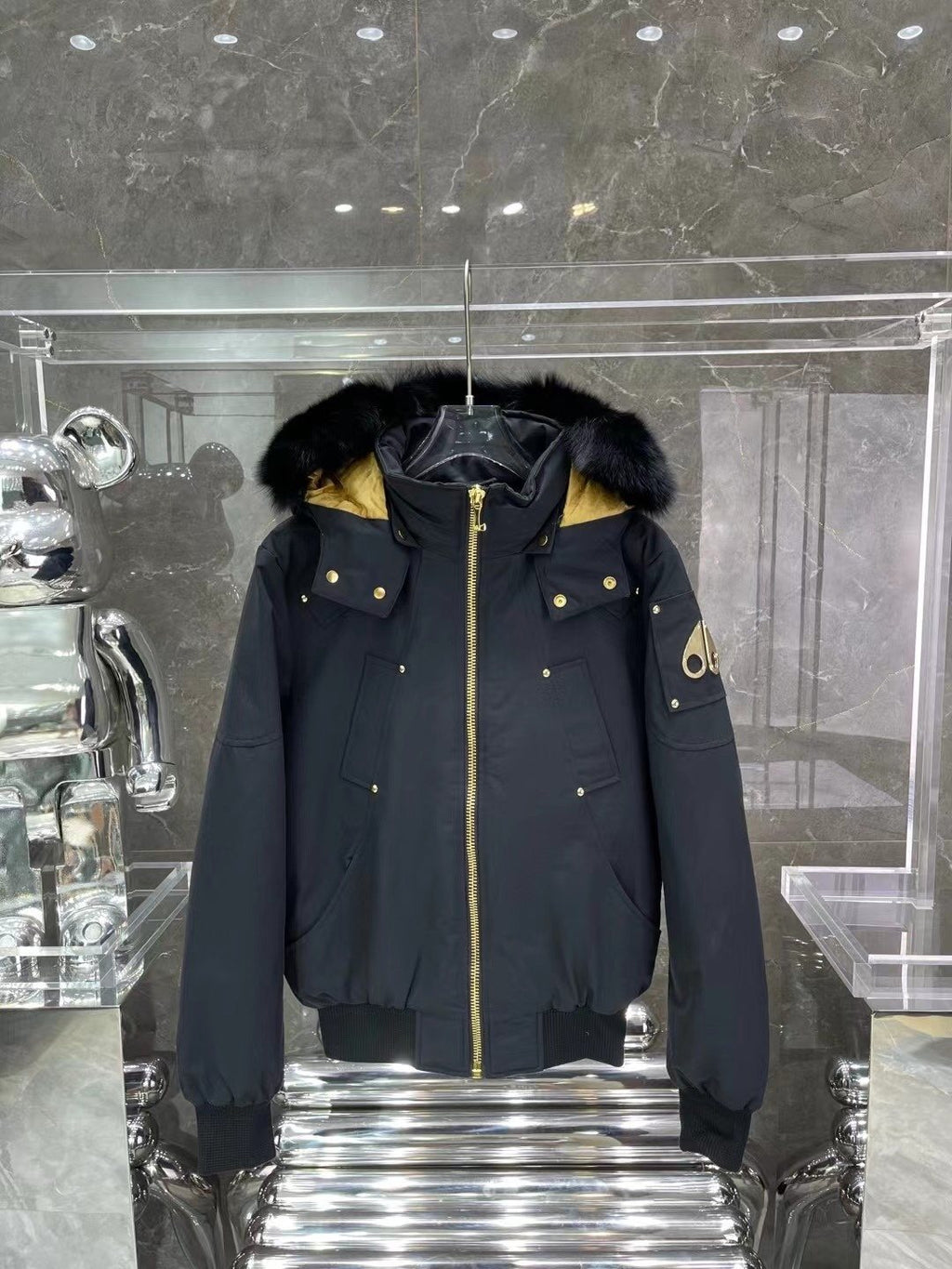 Moose Knuckles Fur-Trim Hooded Puffer Jacket