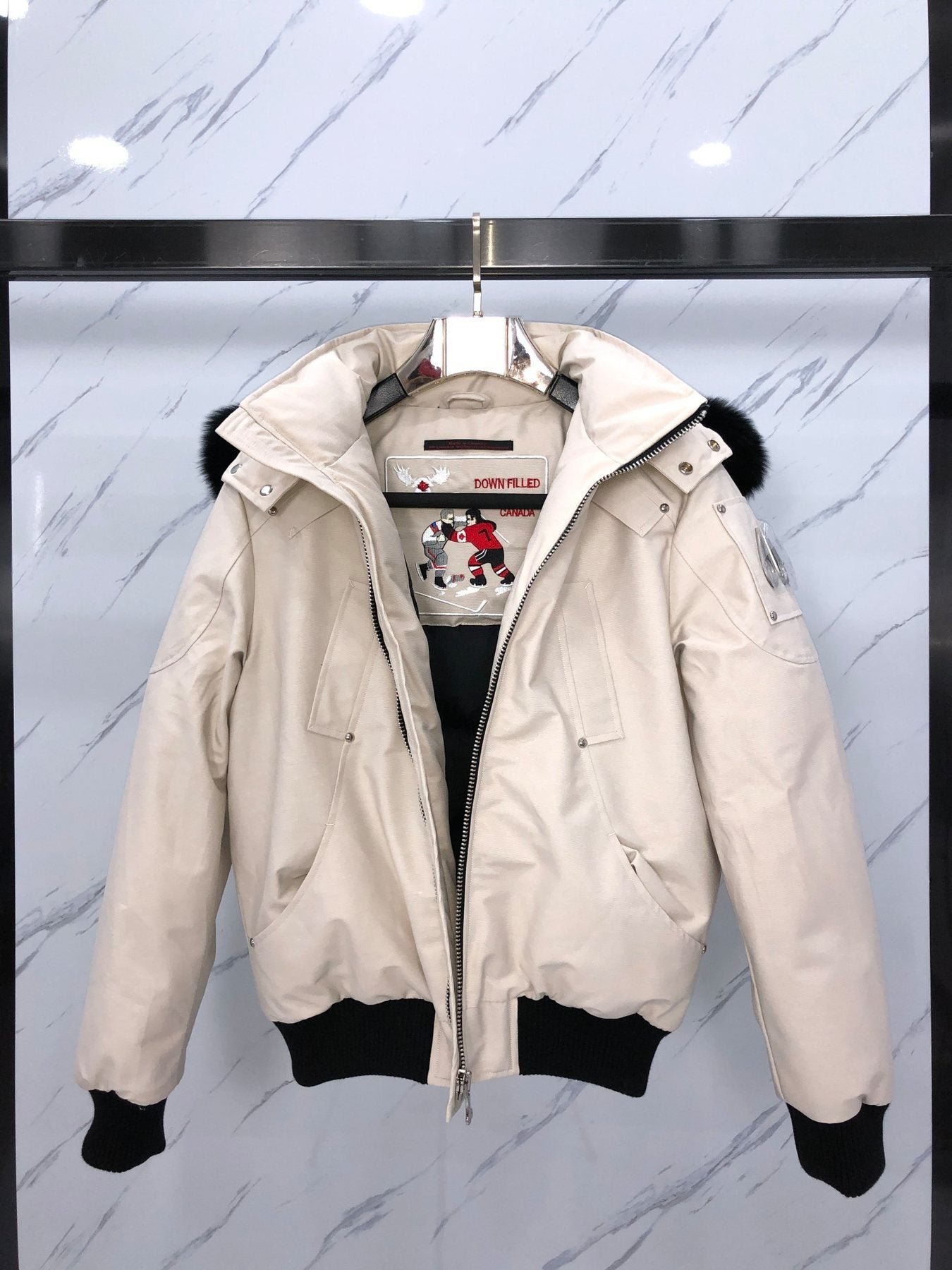 Moose Knuckles Fur-Trim Hooded Puffer Jacket