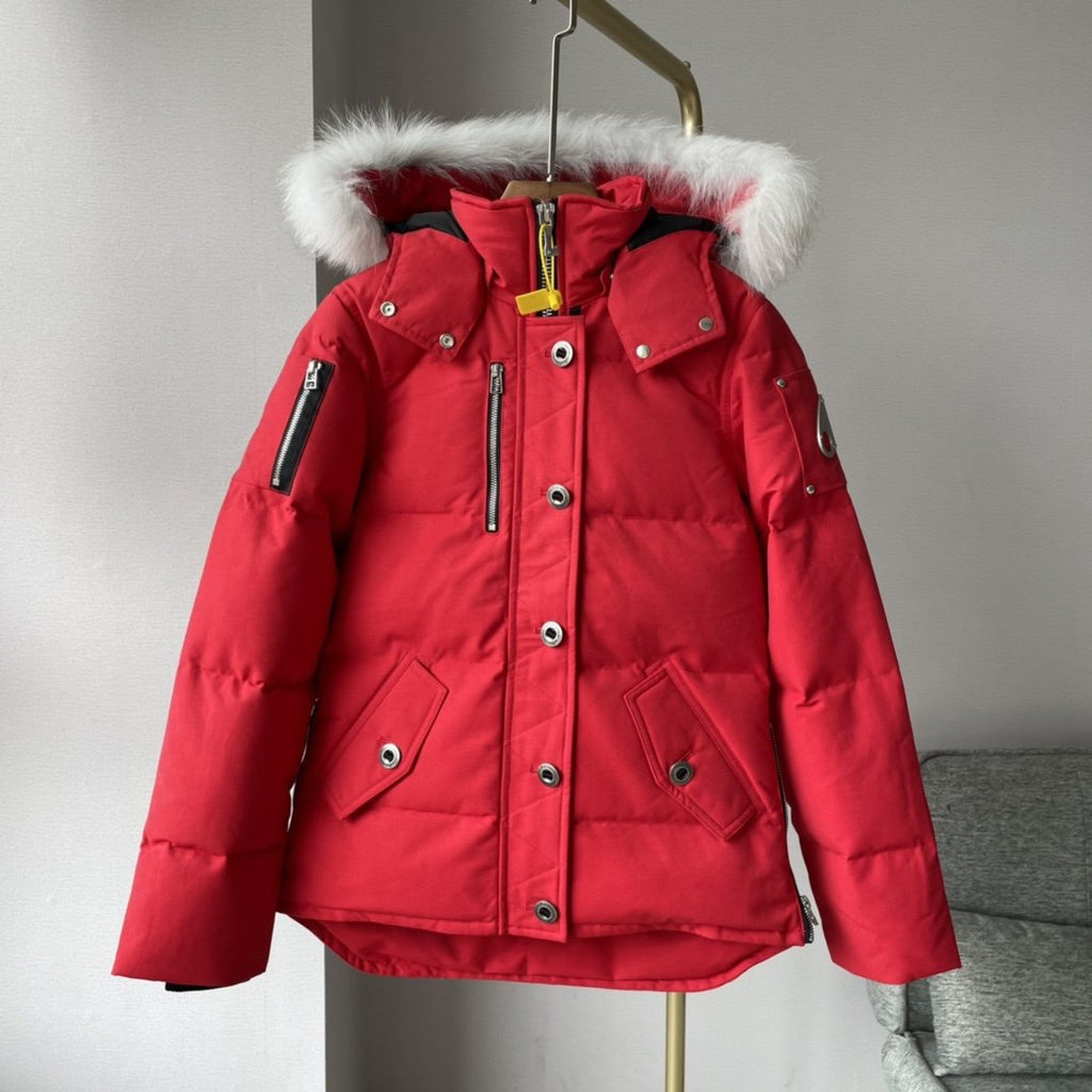 Moose Knuckles Women's Fur-Trim Hood Short Down Jacket