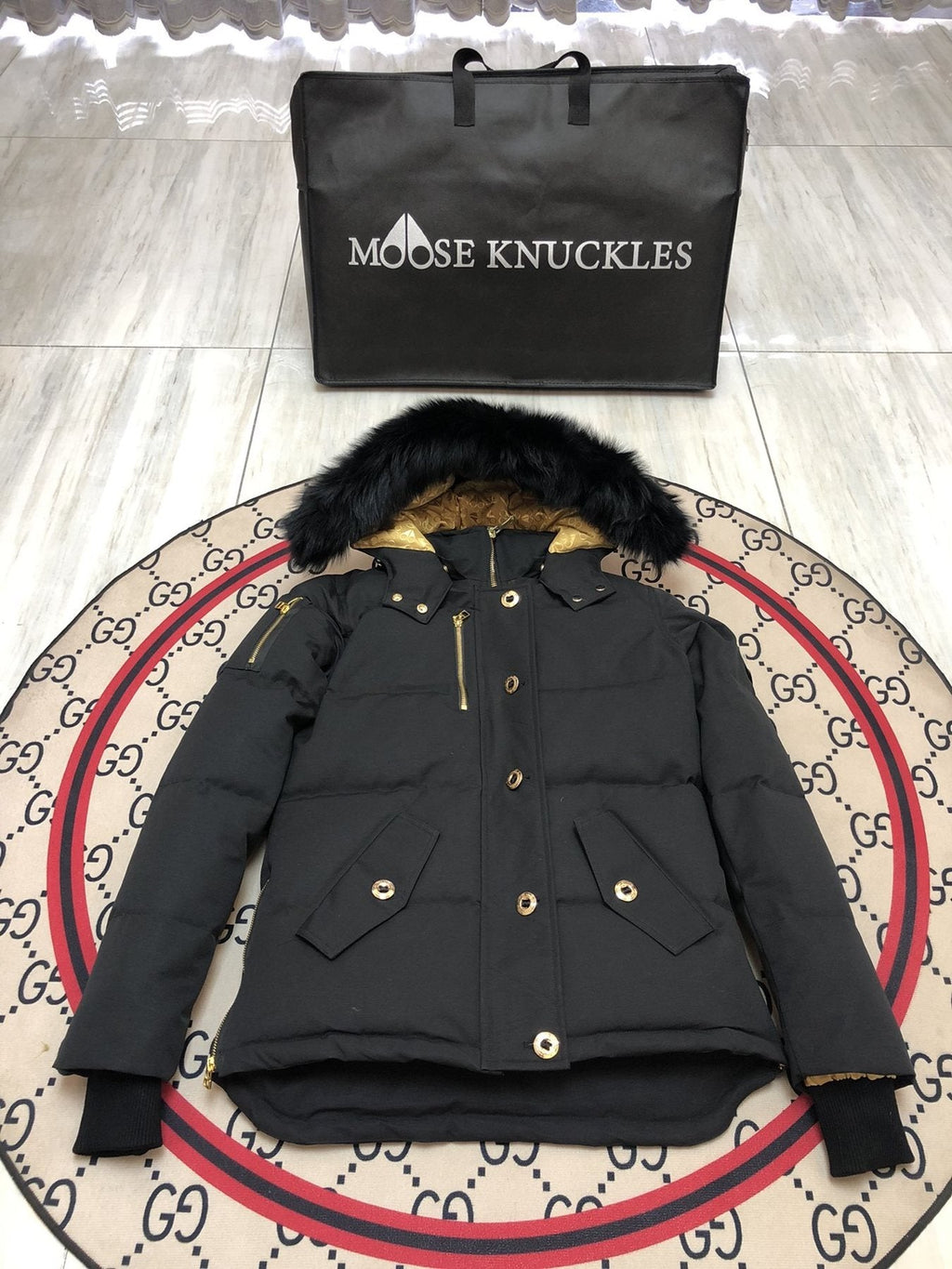 Moose Knuckles Women's Fur-Trim Hood Short Down Jacket